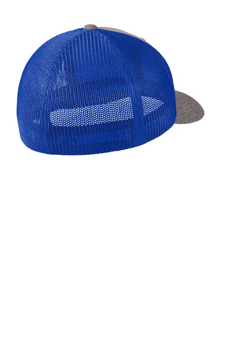 C302 Port Authority Flexfit Melange Mesh Back Trucker Cap True Royal/ Grey Heather