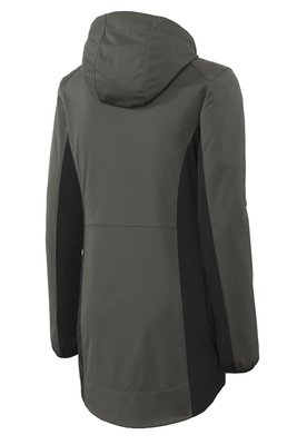 L719 Port Authority Ladies Active Hooded Soft Shell Jacket Grey Steel/ Deep Black