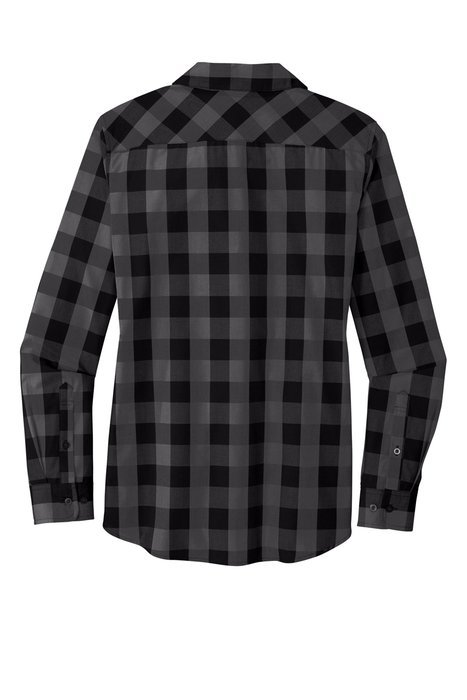 LW670 Port Authority Ladies Everyday Plaid Shirt Black