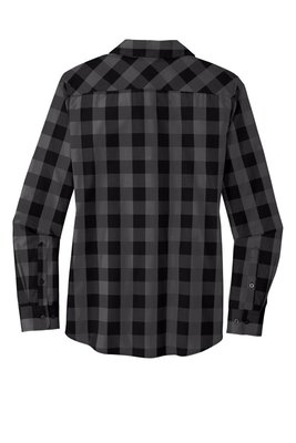 LW670 Port Authority Ladies Everyday Plaid Shirt Black