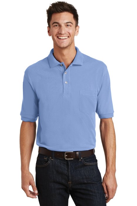 K420P Port Authority 7-ounce Heavyweight Cotton Pique Polo with Pocket Light Blue