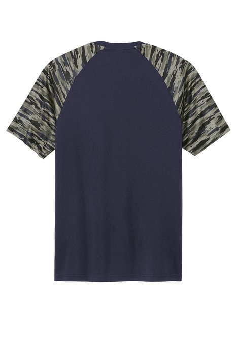 ST376 Sport-Tek Drift Camo Colorblock Tee True Navy