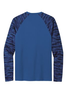 ST376LS Sport-Tek Drift Camo Colorblock Long Sleeve Tee True Royal