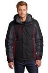 J321 Port Authority Colorblock 3-in-1 Jacket Black/ Magnet/ Signal Red