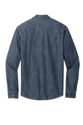 W676 Port Authority Long Sleeve Perfect Denim Shirt Medium Wash