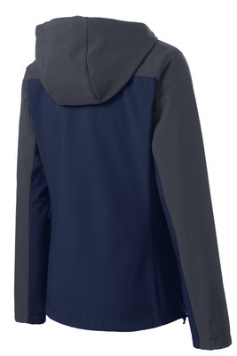 L335 Port Authority Ladies Hooded Core Soft Shell Jacket Dress Blue Navy/ Battleship Grey