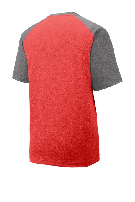 ST362 Sport-Tek 3.8-ounce 100% Polyester T-Shirt Scarlet Heather/ Graphite Heather