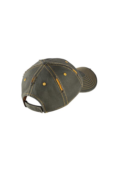 DT612 District Rip and Distressed Cap Army/ Gold