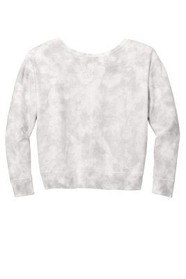 LPC140V Port & Company Ladies Beach Wash Cloud Tie-Dye V-Neck Sweatshirt Dove Grey
