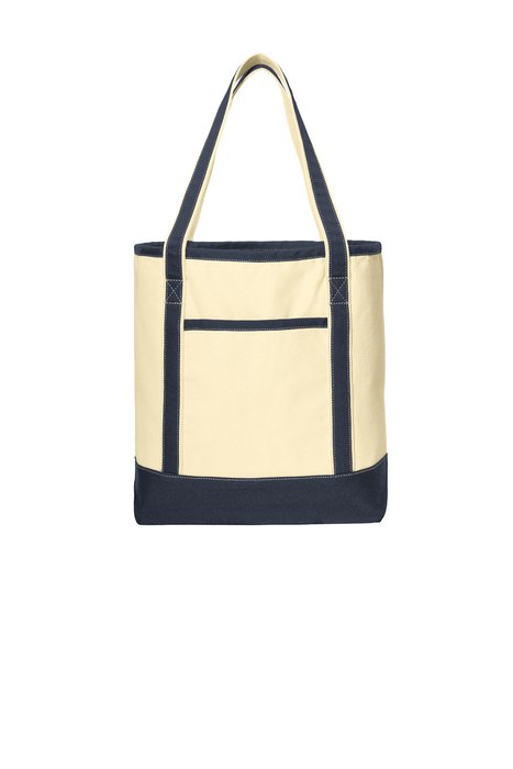 BG413 Port Authority Large Cotton Canvas Boat Tote Natural/ Navy