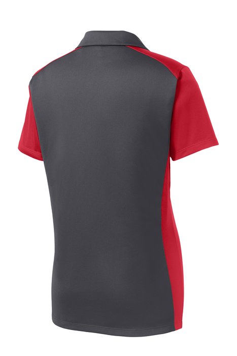 LST652 Sport-Tek 3.8-ounce Ladies Colorblock Micropique Sport-Wick Polo Iron Grey/ True Red