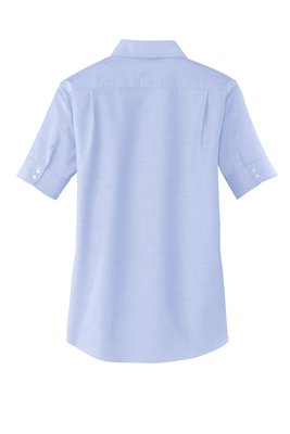 L659 Port Authority Ladies Short Sleeve SuperPro Oxford Shirt Oxford Blue