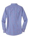 L654 Port Authority Ladies Long Sleeve Gingham Easy Care Shirt Blue/ Purple