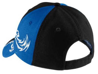 C859 Port Authority Colorblock Racing Cap with Flames Black/ Royal/ White