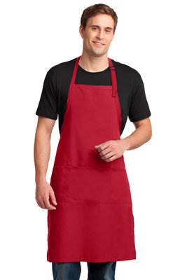 A700 Port Authority Easy Care Extra Long Bib Apron with Stain Release Red