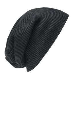 C935 Port Authority Rib Knit Slouch Beanie Black/ Iron Grey