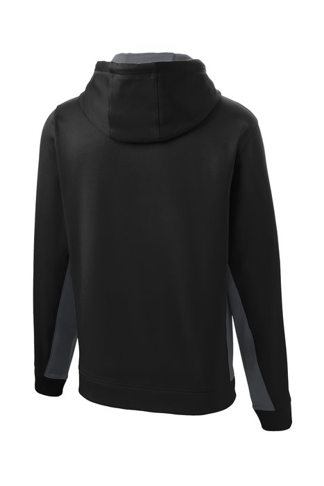 ST235 Sport-Tek Sport-Wick Fleece Colorblock Hooded Pullover Black/ Dark Smoke Grey