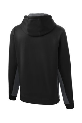 ST235 Sport-Tek Sport-Wick Fleece Colorblock Hooded Pullover Black/ Dark Smoke Grey