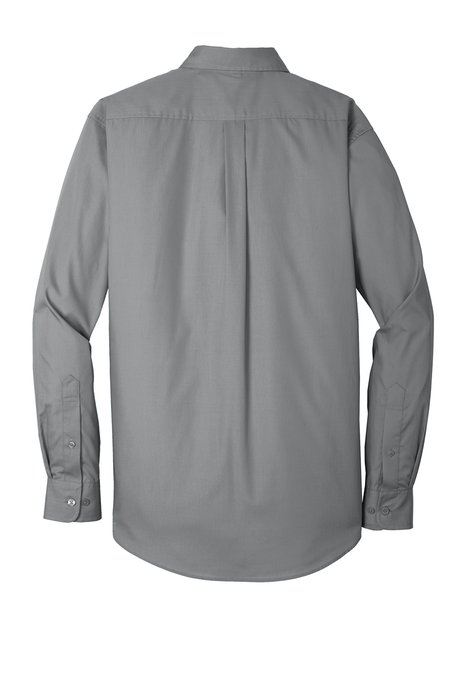 W100 Port Authority Long Sleeve Carefree Poplin Shirt Gusty Grey