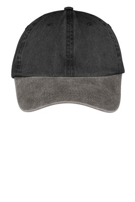 CP83 Port & Company -Two-Tone Pigment-Dyed Cap Black/ Pebble