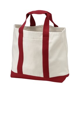 B400 Port Authority Ideal Twill Two-Tone Shopping Tote Natural/ Red