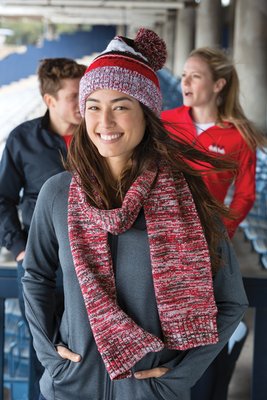 STA04 Sport-Tek Marled Scarf Black/ Iron Grey/ White