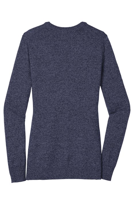 LSW415 Port Authority Ladies Marled Cardigan Sweater Navy Marl