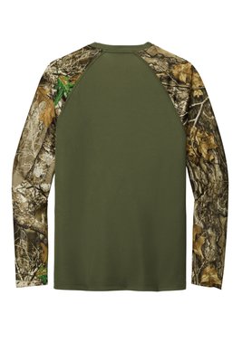 RU151LS Russell Outdoors Realtree Colorblock Performance Long Sleeve Tee Olive Drab Green/ Realtree Edge