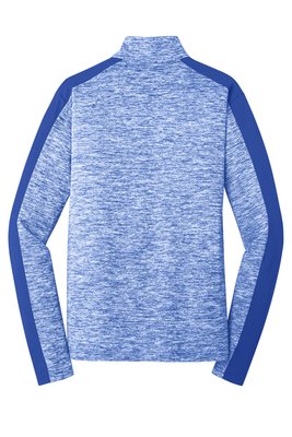 ST397 Sport-Tek PosiCharge Electric Heather Colorblock 1/4-Zip Pullover True Royal Electric/ True Royal