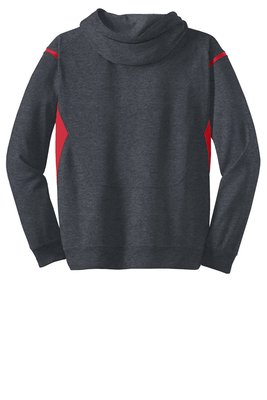 F246 Sport-Tek Tech Fleece Colorblock Hooded Sweatshirt Graphite Heather/ True Red