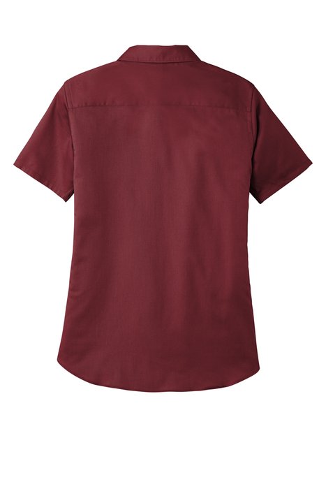 LW809 Port Authority Ladies Short Sleeve SuperPro React Twill Shirt Burgundy