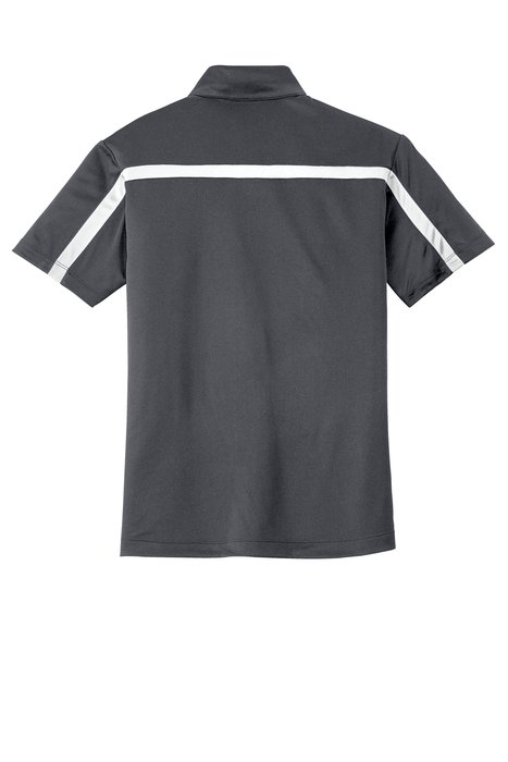 K547 Port Authority Silk Touch Performance Colorblock Stripe Polo Steel Grey/ White