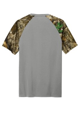 RU151 Russell Outdoors Realtree Colorblock Performance Tee Grey Concrete Heather/ Realtree Edge