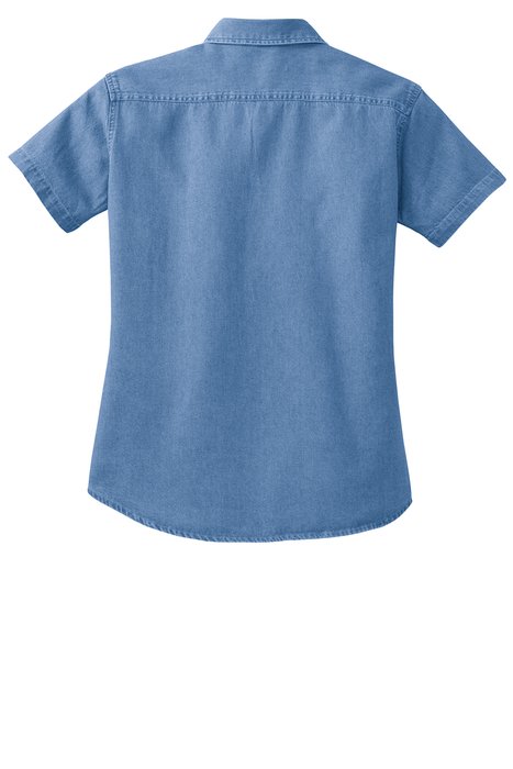 LSP11 Port & Company - Ladies Short Sleeve Value Denim Shirt Faded Blue
