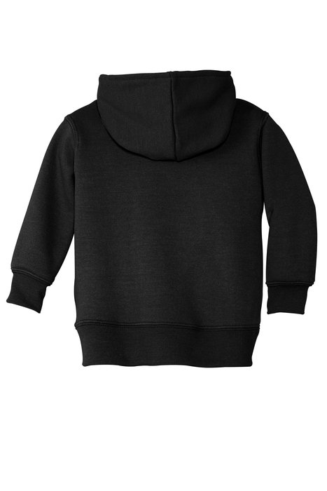 CAR78TZH Port & Company Toddler Core Fleece Full-Zip Hooded Sweatshirt Jet Black