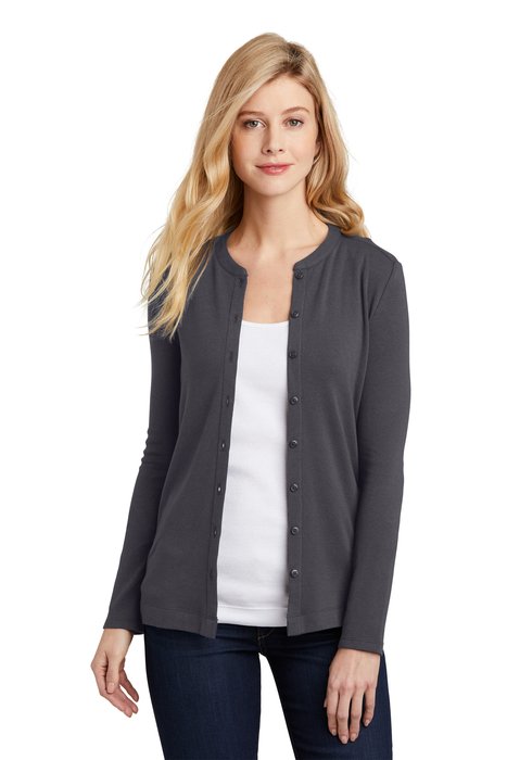 LM1008 Port Authority Ladies Concept Stretch Button-Front Cardigan Grey Smoke