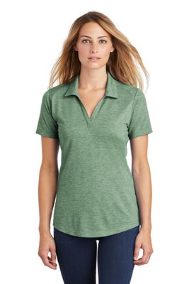 LST405 Sport-Tek Ladies PosiCharge Tri-Blend Wicking Polo Forest Green Heather