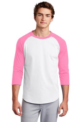 T200 Sport-Tek 5.2-ounce 100% Cotton T-Shirt White/ Bright Pink