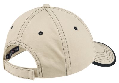 C835 Port Authority Vintage Washed Contrast Stitch Cap Stone/ Black