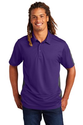 ST695 Sport-Tek 3.4-ounce PosiCharge Active Textured Colorblock Polo Purple/ Grey