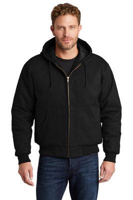 TLJ763H CornerStone Tall Duck Cloth Hooded Work Jacket Black