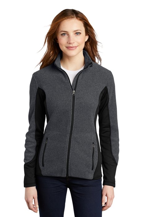 L227 Port Authority Ladies R-Tek Pro Fleece Full-Zip Jacket Charcoal Heather/ Black