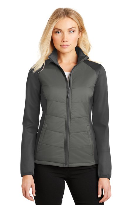 L787 Port Authority Ladies Hybrid Soft Shell Jacket Smoke Grey/ Grey Steel