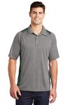 ST665 Sport-Tek 3.8-ounce Heather Colorblock Contender Polo Vintage Heather/ Forest Green