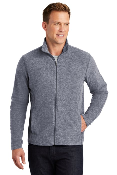 F235 Port Authority Heather Microfleece Full-Zip Jacket True Navy Heather