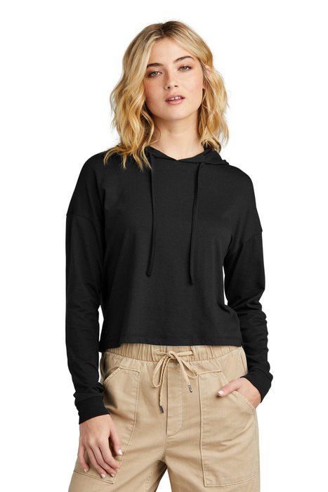 DT1390L District Women's Perfect Tri Midi Long Sleeve Hoodie Black