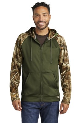 RU452 Russell Outdoors Realtree Performance Colorblock Full-Zip Hoodie Olive Drab Green/ Realtree Edge