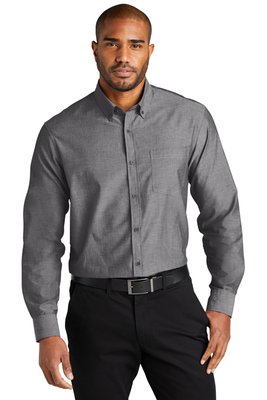 W382 Port Authority Long Sleeve Chambray Easy Care Shirt Deep Black