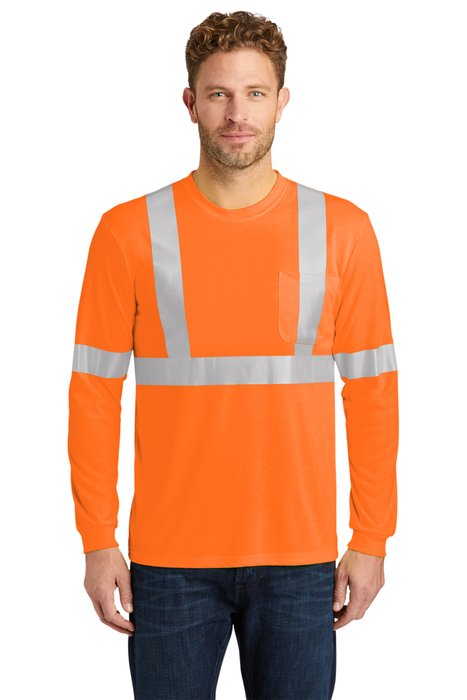 CS401LS CornerStone 5.9-ounce 100% Polyester T-Shirt Safety Orange/ Reflective