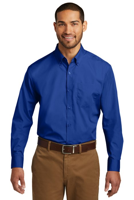 TW100 Port Authority Tall Long Sleeve Carefree Poplin Shirt True Royal
